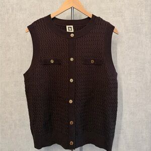 Brown Sleeveless Knit Cardigan